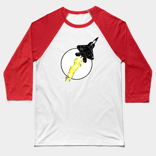 F-22 Raptor Thunder Logo Baseball T-Shirt by Mandra